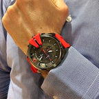Diesel DZ4427 Mega Chief Chronograph Men's Watch – Black Dial & Red Silicone Strap