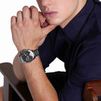 Armani Exchange Drexler AX2600 Men's Chronograph Watch – Black Dial with Silver Stainless Steel Strap