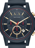 Armani Exchange Outerbanks AX1335 Men's Chronograph Watch – Blue Dial with Blue Silicone Strap