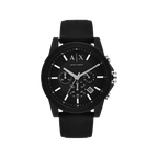 Armani Exchange Outerbanks AX1326 Men's Chronograph Watch – Black Dial with Black Silicone Strap