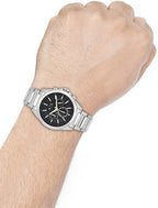 Armani Exchange Drexler AX2600 Men's Chronograph Watch – Black Dial with Silver Stainless Steel Strap