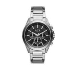 Armani Exchange Drexler AX2600 Men's Chronograph Watch – Black Dial with Silver Stainless Steel Strap