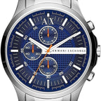 Armani Exchange Hampton AX2155 Men's Chronograph Watch – Blue Dial with Silver Stainless Steel Strap
