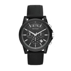 Armani Exchange Outerbanks AX1326 Men's Chronograph Watch – Black Dial with Black Silicone Strap