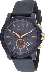 Armani Exchange Outerbanks AX1335 Men's Chronograph Watch – Blue Dial with Blue Silicone Strap