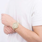 Armani Exchange Hampton AX2415 Men's Chronograph – Gold Dial with Matching Gold-Tone Stainless Steel Bracelet