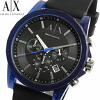 Armani Exchange Outerbanks AX1339 Men's Chronograph Watch – Black Dial with Black Silicone Strap