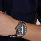 Armani Exchange Hampton AX2103 Men's Chronograph Watch – Black Dial with Silver-Tone Stainless Steel Strap