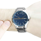 Armani Exchange Hampton AX2132 Men's Chronograph – Blue Dial with Silver Stainless Steel Bracelet