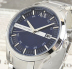 Armani Exchange Hampton AX2132 Men's Chronograph – Blue Dial with Silver Stainless Steel Bracelet