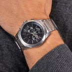 Armani Exchange Drexler AX2600 Men's Chronograph Watch – Black Dial with Silver Stainless Steel Strap
