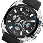 Diesel DZ7345 BAMF Chronograph Men's Watch – Black Dial & Black Leather Strap