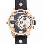 Diesel DZ7282 Little Daddy Men's Watch – Black & Gold Dial & Black Leather Strap