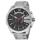 Diesel DZ4308 Mega Chief Chronograph Men's Watch – Black Dial & Silver Stainless Steel Strap