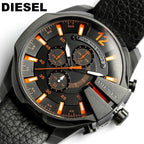 Diesel DZ4291 Mega Chief Chronograph Men's Watch – Black Dial & Black Leather Strap