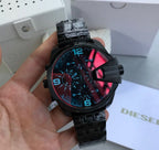 Diesel DZ7373 Uber Chief Chronograph Men's Watch – Red Dial & Black Steel Strap