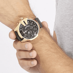 Diesel DZ4344 Mega Chief Chronograph Men's Watch – Black Dial & Black Leather Strap
