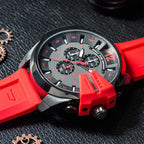 Diesel DZ4427 Mega Chief Chronograph Men's Watch – Black Dial & Red Silicone Strap