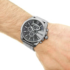 Diesel DZ4417 Mega Chief Chronograph Men's Watch – Blue Dial & Silver Stainless Steel Strap