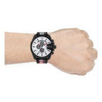 Diesel DZ4512 Mega Chief Chronograph Men's Watch – Silver Dial & Black Leather Strap
