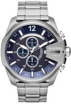 Diesel DZ4417 Mega Chief Chronograph Men's Watch – Blue Dial & Silver Stainless Steel Strap