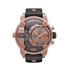Diesel DZ7282 Little Daddy Men's Watch – Black & Gold Dial & Black Leather Strap