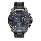 Diesel DZ4329 Mega Chief Chronograph Men's Watch – Blue Dial & Black Stainless Steel Strap