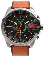 Diesel DZ4343 Mega Chief Chronograph Men's Watch – Black Dial & Brown Leather Strap