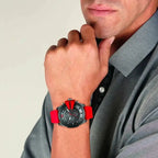 Diesel DZ4427 Mega Chief Chronograph Men's Watch – Black Dial & Red Silicone Strap