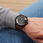 Diesel DZ4463 Mega Chief Chronograph Men's Watch – Grey Dial & Brown Leather Strap