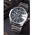 Diesel DZ4465 Mega Chief Chronograph Men's Watch – Blue Dial & Silver Stainless Steel Strap