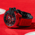 Diesel DZ4526 Mega Chief Chronograph Men's Watch – Black Dial & Red Rubber Strap