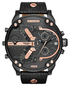 Diesel DZ7350 Mr. Daddy 2.0 Chronograph Men's Watch – Black Dial & Black Leather Strap