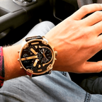 Diesel DZ7371 Mr. Daddy Chronograph Men's Watch – Black Dial & Black Leather Strap
