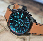 Diesel DZ4476 Mega Chief Chronograph Men's Watch – Black Dial & Brown Leather Strap