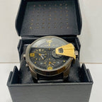 Diesel DZ7377 Uber Chief Two-Hand Men's Watch – Black Dial & Black Leather Strap