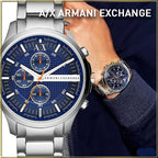Armani Exchange Hampton AX2155 Men's Chronograph Watch – Blue Dial with Silver Stainless Steel Strap