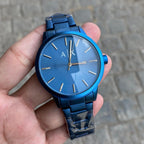 Armani Exchange Cayde AX2702 Men's Analog Watch – Blue Dial with Matching Blue Stainless Steel Strap
