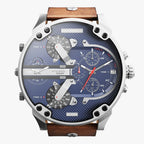 Diesel DZ7314 Mr. Daddy Chronograph Men's Watch – Blue Dial & Brown Leather Strap