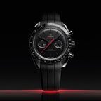 OMEGA Speedmaster Dark Side of the Moon Black Ceramic 44.25mm - Full Black w/ Red Seconds Hand on Rubber Strap