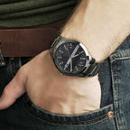 Armani Exchange Hampton AX2103 Men's Chronograph Watch – Black Dial with Silver-Tone Stainless Steel Strap