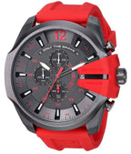 Diesel DZ4427 Mega Chief Chronograph Men's Watch – Black Dial & Red Silicone Strap