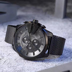 Diesel DZ4527 Mega Chief Chronograph Men's Watch – Black Dial & Black Mesh Strap