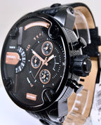 Diesel DZ7291 Little Daddy Chronograph Men's Watch – Black Dial & Black Leather Strap