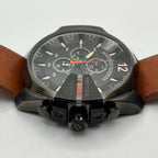 Diesel DZ4343 Mega Chief Chronograph Men's Watch – Black Dial & Brown Leather Strap