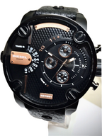 Diesel DZ7291 Little Daddy Chronograph Men's Watch – Black Dial & Black Leather Strap