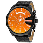 Diesel DZ4323 Mega Chief Chronograph Men's Watch – Black Dial & Black Leather Strap