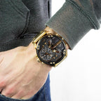 Diesel DZ7333 Mr. Daddy 2.0 Chronograph Men's Watch – Black Dial & Gold Stainless Steel Strap