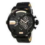 Diesel DZ7291 Little Daddy Chronograph Men's Watch – Black Dial & Black Leather Strap