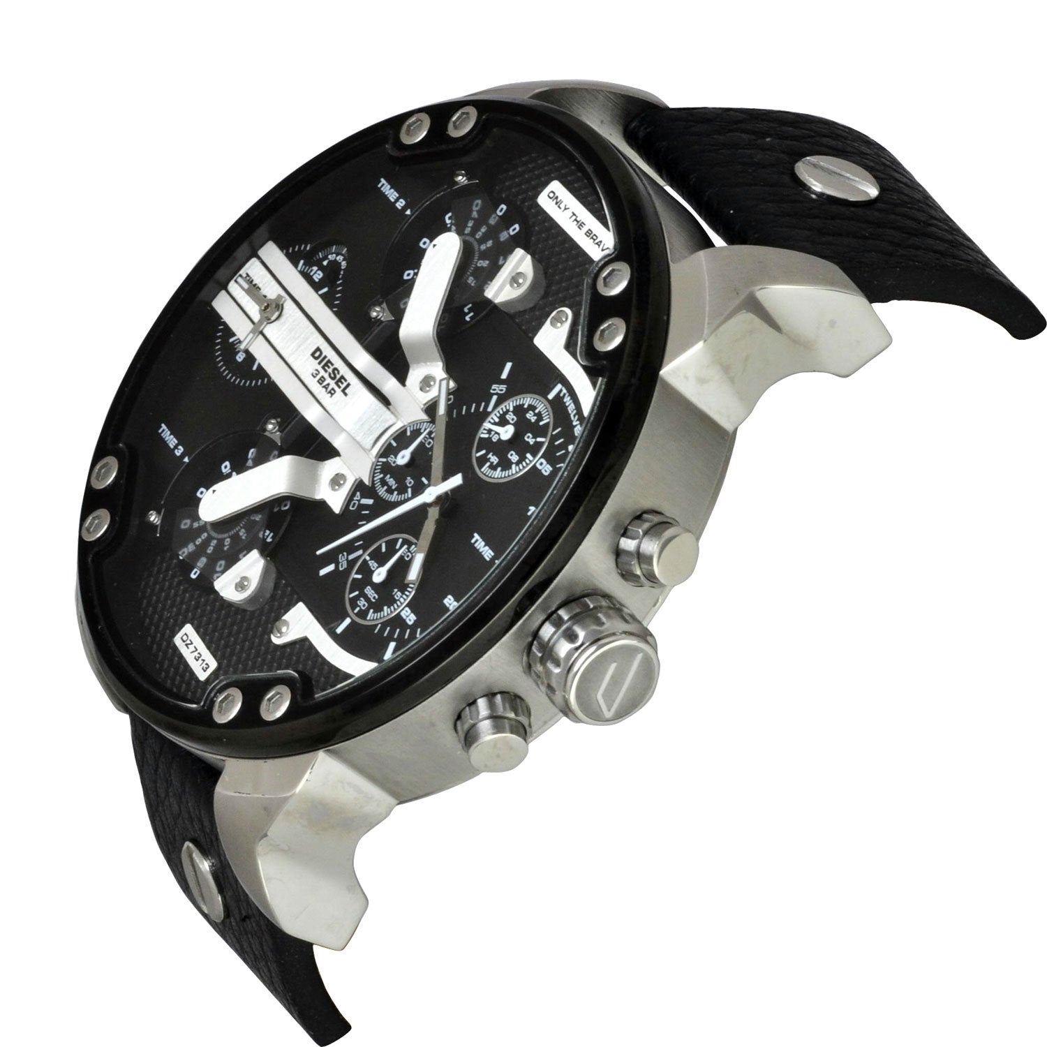 Diesel DZ7313 Mr. Daddy Chronograph Men's Watch – Black Dial & Black Leather Strap